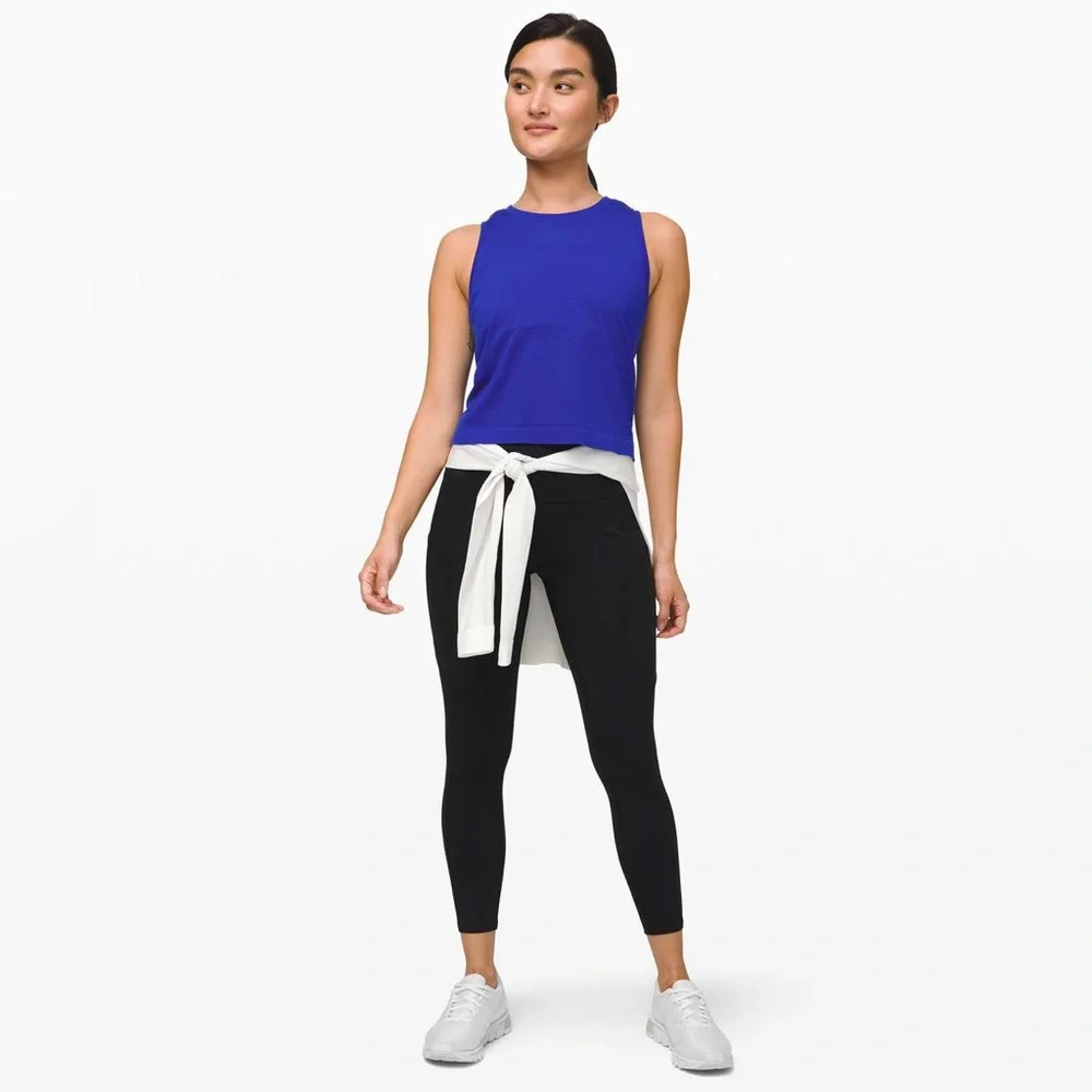 Lululemon Breeze By Muscle Crop Tank - Jet Stream Blue